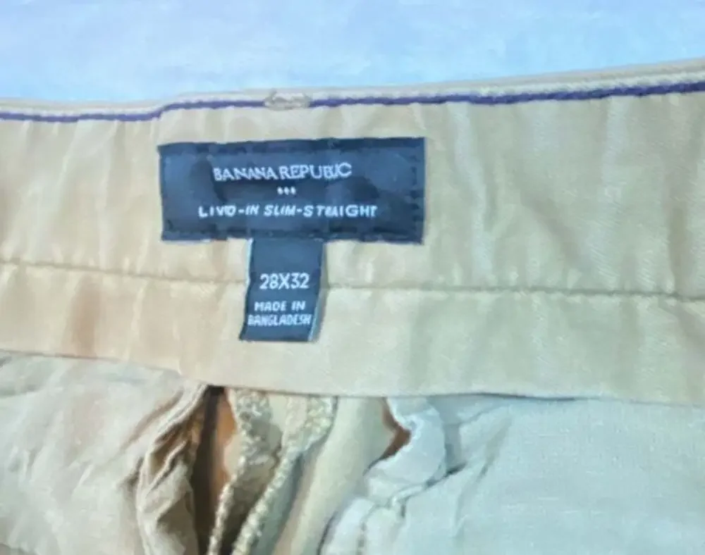 Banana Republic Mens Liv-In Slim-Straight Khaki Chino Pants Size 28x32